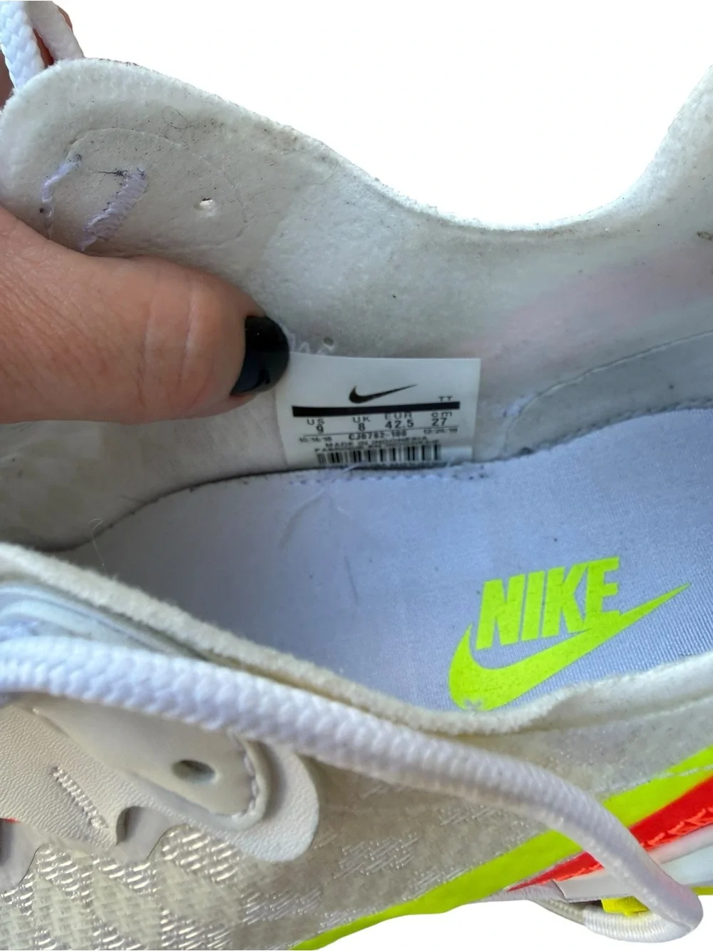 Nike Men’s React Element 55 Checkered White Volt Crimson Sneakers Size 9